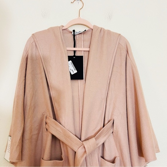 NWT MaxMara 100% Cashmere Wrap Coat One Size Pink Kimono hoodie Pockets - Picture 7 of 10